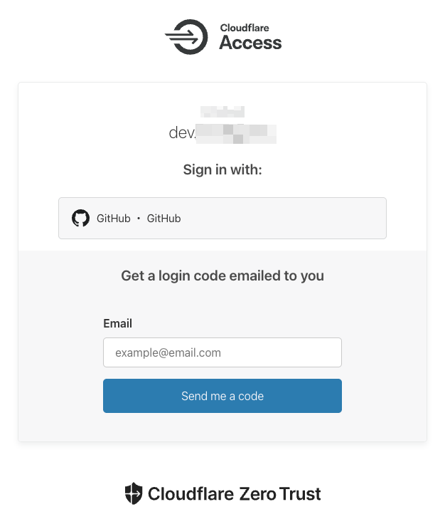 Cloudflare Access login page with GitHub OAuth